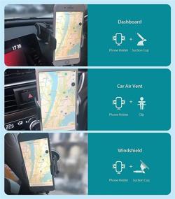 img 3 attached to 📱 Universal Car Phone Mount with Strong Suction and Retractable Long Arm - Ideal for Big and Thick Phones! Dashboard Windshield Air Vent Cell Phone Holder, Compatible with All iPhone and Android Smartphones