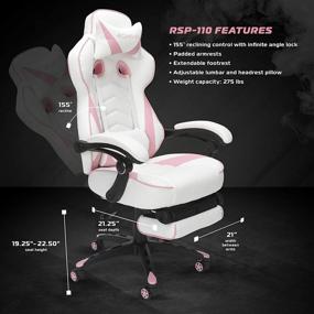 img 2 attached to RESPAWN RSP-110 Pink Racing Style Gaming Chair: Reclining Ergonomic Design with Footrest