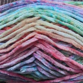 img 2 attached to Clisil 300g 196yd x3 Gradient Velvet Yarn: Crochet Knitting Dyed Rainbow Velvet 🧶 Chenille Yarn for DIY Soft Luxury Headbands, Hats, Scarves, Sweaters, Pillows, Blankets, and Wraps