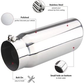 img 1 attached to LCGP 5 Inch Diesel Exhaust Tip with 6 Inch Outlet & 15 Inch Length - Rolled Angle Cut Design, Polished Finish - Ideal for Trucks