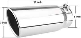 img 3 attached to LCGP 5 Inch Diesel Exhaust Tip with 6 Inch Outlet & 15 Inch Length - Rolled Angle Cut Design, Polished Finish - Ideal for Trucks