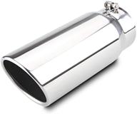 lcgp 5 inch diesel exhaust tip with 6 inch outlet & 15 inch length - rolled angle cut design, polished finish - ideal for trucks logo