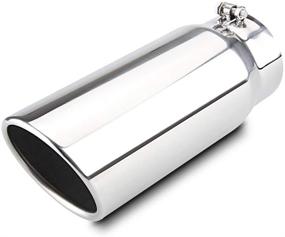 img 4 attached to LCGP 5 Inch Diesel Exhaust Tip with 6 Inch Outlet & 15 Inch Length - Rolled Angle Cut Design, Polished Finish - Ideal for Trucks