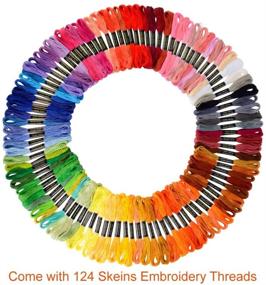 img 4 attached to Paxcoo 124 Skeins Embroidery Floss Cross Stitch Thread Set with Needles