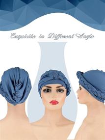 img 2 attached to 🎀 Women's Girls' Pre-Tied Twisted Braid Hair Cover Headwrap Hats with Head Wrap Turban Headwear