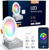 💡 ultra-thin 4 inch smart led recessed lighting 4-pack – wifi dimmable rgb ceiling light, 10w logo