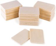 🔲 50 pack unfinished natural wood rectangle blank pieces: diy wooden tags for crafts & painting, embellishing, burning & staining(2.08” x 1.37” inches, 3mm) logo