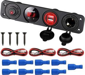 img 4 attached to ⚓️ Linkstyle 4 in 1 Marine Switch Panel - 12V 4.2A Dual USB Charger Socket Power Outlet with LED Voltmeter, Cigarette Lighter Socket, and LED Lighted ON Off Rocker Toggle Switch - Ideal for Truck, Car, Marine Boat, RV