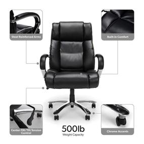 img 2 attached to 🖤 Black OFM Avenger Series Big and Tall Bonded Leather Executive Office Chair