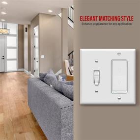 img 1 attached to 🔌 Enerlites 881131-W 2-Gang Decorator/Toggle Switch Wall Plate Combo - White, Standard Size, Unbreakable Polycarbonate - Outlet Cover Replacement