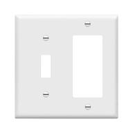 🔌 enerlites 881131-w 2-gang decorator/toggle switch wall plate combo - white, standard size, unbreakable polycarbonate - outlet cover replacement logo