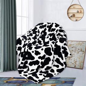 img 3 attached to Black and White Cow Print Fleece Blanket - Soft and Cozy Bed Throws for Cow-themed Bedroom Decor - Perfect Gift for Daughter and Mom - Sofa, Couch, and Small Blankets - Plush and Warm - 60x80 inch