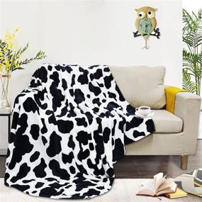 img 4 attached to Black and White Cow Print Fleece Blanket - Soft and Cozy Bed Throws for Cow-themed Bedroom Decor - Perfect Gift for Daughter and Mom - Sofa, Couch, and Small Blankets - Plush and Warm - 60x80 inch