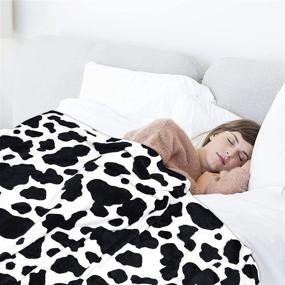 img 2 attached to Black and White Cow Print Fleece Blanket - Soft and Cozy Bed Throws for Cow-themed Bedroom Decor - Perfect Gift for Daughter and Mom - Sofa, Couch, and Small Blankets - Plush and Warm - 60x80 inch