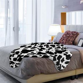 img 1 attached to Black and White Cow Print Fleece Blanket - Soft and Cozy Bed Throws for Cow-themed Bedroom Decor - Perfect Gift for Daughter and Mom - Sofa, Couch, and Small Blankets - Plush and Warm - 60x80 inch