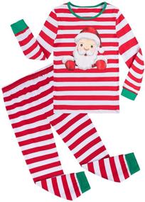 img 4 attached to 🎅 Christmas Clothing Set for Boys and Girls - Long Sleeve Santa Tops and Pants for Little Kids