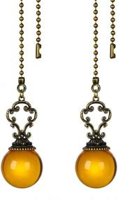 img 4 attached to Vintage-Style Amber Fan Pull: Set of 2 Crystal Ball Ceiling Fan Chain Pulls