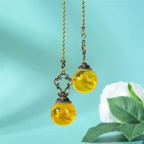 img 1 attached to Vintage-Style Amber Fan Pull: Set of 2 Crystal Ball Ceiling Fan Chain Pulls