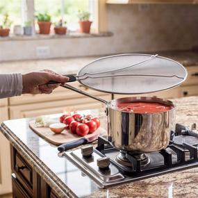 img 2 attached to 🔥 Premium Stainless Steel Splatter Screen – Fine Mesh with Soft Grip Handle, 13", Heavy Duty Splatter Guard. Effortlessly safeguard skin, clothing, and stovetops from cooking splatters.