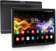 📱 10.1-inch tablet phablet with dual sim card slots, android 9.0, 1280x800 hd ips screen, 32gb storage, quad core processor, bluetooth, gps, fm, wifi - black logo
