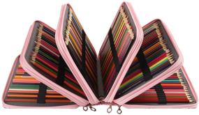 img 1 attached to 🎨 Shulaner 200 Colored Pencil Case Organizer: Oxford Zipper Bag for Artists & Students - Pink Rose, Large Capacity Pen Holder