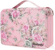 🎨 shulaner 200 colored pencil case organizer: oxford zipper bag for artists & students - pink rose, large capacity pen holder logo