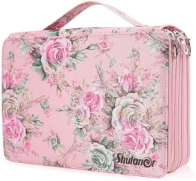 img 4 attached to 🎨 Shulaner 200 Colored Pencil Case Organizer: Oxford Zipper Bag for Artists & Students - Pink Rose, Large Capacity Pen Holder