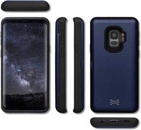 img 1 attached to 💙 TORU CX PRO Samsung Galaxy S9 Wallet Case: Dual Layer Protection with Hidden Card Holder, Mirror & USB Adapter - Navy Blue