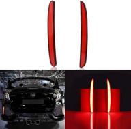 gtinthebox red lens led bumper reflector lights tail brake rear fog lamps for 2017-up honda civic hatchback logo