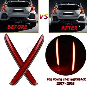 img 1 attached to GTINTHEBOX Red Lens LED Bumper Reflector Lights Tail Brake Rear Fog Lamps For 2017-Up Honda Civic Hatchback