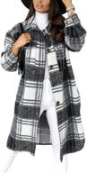 🧥 omoone women's classic woolen plaid long coat tartan shacket jacket – stylish and functional with pockets logo