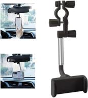 📱 jdhdl car phone holder mount: 360° rotatable rear view mirror mount for all cell phones, universal adjustable cradle, vehicle back seat mobile phone holder - black logo