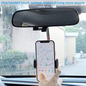 img 3 attached to 📱 JDHDL Car Phone Holder Mount: 360° Rotatable Rear View Mirror Mount for All Cell Phones, Universal Adjustable Cradle, Vehicle Back Seat Mobile Phone Holder - Black