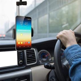 img 2 attached to 📱 JDHDL Car Phone Holder Mount: 360° Rotatable Rear View Mirror Mount for All Cell Phones, Universal Adjustable Cradle, Vehicle Back Seat Mobile Phone Holder - Black