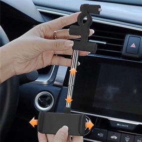 img 1 attached to 📱 JDHDL Car Phone Holder Mount: 360° Rotatable Rear View Mirror Mount for All Cell Phones, Universal Adjustable Cradle, Vehicle Back Seat Mobile Phone Holder - Black