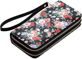 img 1 attached to Heaye Floral Animal Print Women's Wristlet Wallet with Double 👜 Zippers - Large Size, 16 Card Slots - Ideal for Travel