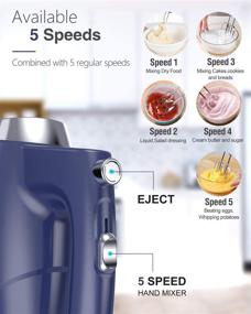 img 1 attached to Liraip Handheld Electric Mixer – Enhanced Power for Baking Cakes, Beating Eggs, Creams, and More! 5 Speeds + Eject Button with 4 Blue Accessories