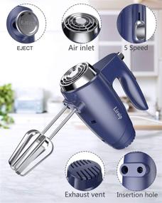 img 3 attached to Liraip Handheld Electric Mixer – Enhanced Power for Baking Cakes, Beating Eggs, Creams, and More! 5 Speeds + Eject Button with 4 Blue Accessories