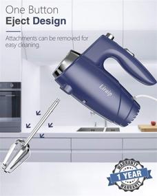 img 2 attached to Liraip Handheld Electric Mixer – Enhanced Power for Baking Cakes, Beating Eggs, Creams, and More! 5 Speeds + Eject Button with 4 Blue Accessories