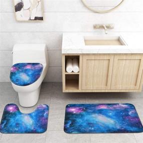 img 2 attached to TAMOC 4-Piece Purple Galaxy Shower Curtain Set with Non-Slip Rug, Toilet Lid Cover, Bath Mat, and 12 Hooks – Starry Space Shower Curtain, Nebula Universe Design – Waterproof, Durable for Perfect Bathroom Decor