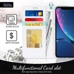 img 2 attached to 📱 FYY Wallet Case for iPhone Xs Max: Multi-functional Luxury PU Leather Flip Phone Case with Kickstand, Card Holder, and Wrist Strap - MintGreen | 2018 Apple iPhone Xs Max (6.5") Protective Folio Cover