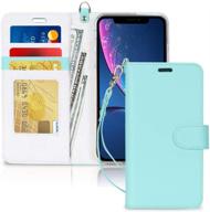 📱 fyy wallet case for iphone xs max: multi-functional luxury pu leather flip phone case with kickstand, card holder, and wrist strap - mintgreen | 2018 apple iphone xs max (6.5") protective folio cover logo