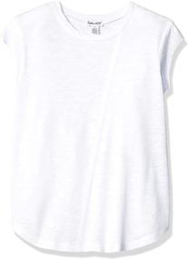 img 1 attached to 💃 Gorgeous Girls' Big Asymmetrical Seam Short Sleeve Top: A Truly Splendid Fashion Choice