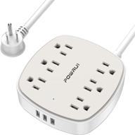💡 6 outlet power strip surge protector with 6 ft extension cord, powrui flat plug with 3 usb ports, etl listed (white/grey) logo