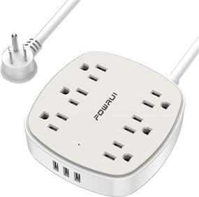 img 4 attached to 💡 6 Outlet Power Strip Surge Protector with 6 FT Extension Cord, POWRUI Flat Plug with 3 USB Ports, ETL Listed (White/Grey)