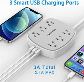 img 2 attached to 💡 6 Outlet Power Strip Surge Protector with 6 FT Extension Cord, POWRUI Flat Plug with 3 USB Ports, ETL Listed (White/Grey)