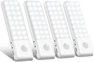 usb rechargeable motion sensor led closet light - 48 leds, wireless under cabinet 🔦 light, magnetic stick-on, anywhere night light bar for stairs, wardrobe, kitchen, hallway - set of 4 логотип