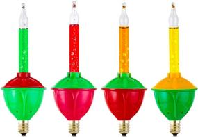 img 4 attached to 🎄 Enhance Your Christmas Tree with 4 Pack Replacement Bubble Light Bulbs - Red, Green, Yellow & Orange Fluid Lights for C7/E12 Candelabra Base