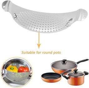 img 2 attached to 🍝 Set of 2 Stainless Steel Pot Strainers with Handles – Handheld Crescent Drainers for Pasta, Noodles, Fruits, Vegetables – Compatible with Pots up to 10 Inches