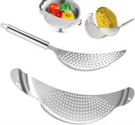 🍝 set of 2 stainless steel pot strainers with handles – handheld crescent drainers for pasta, noodles, fruits, vegetables – compatible with pots up to 10 inches logo